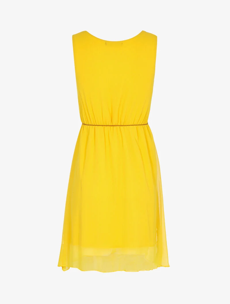 Robe fluide ceinturée - jaune