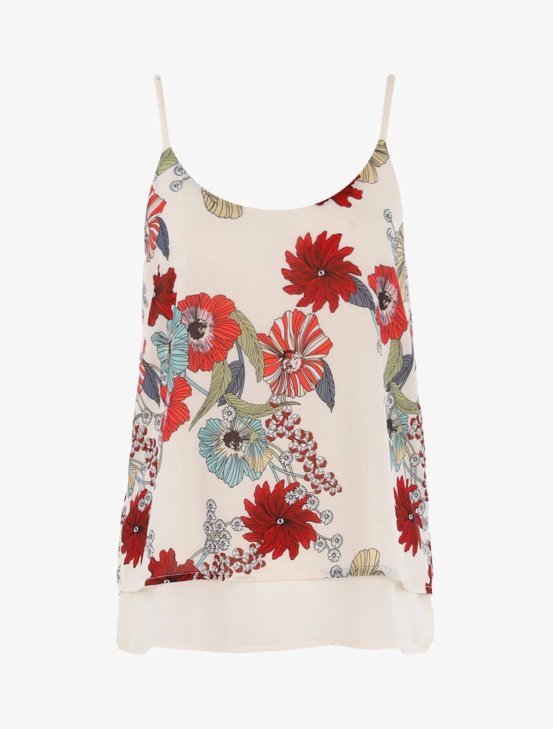 Top à imprimé fleurs graphiques - beige