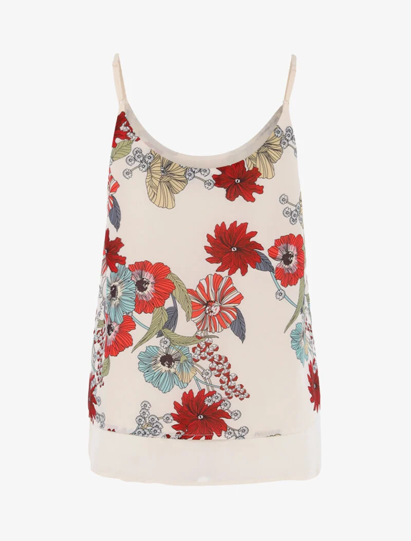 Top à imprimé fleurs graphiques - beige