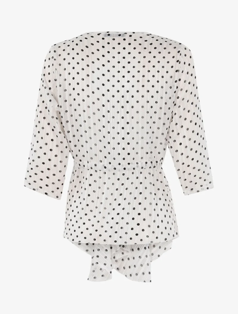 Top style tunique à imprimé pois - écru/noir