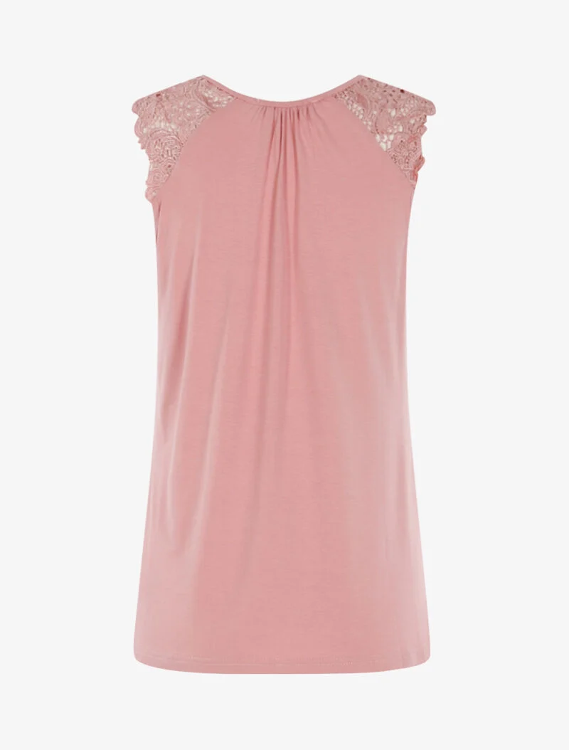 Top à épaules en crochet - rose