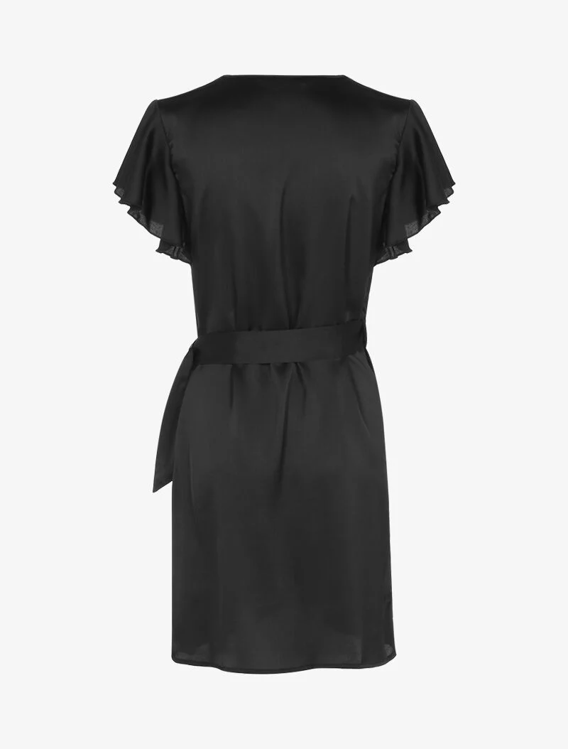 Robe portefeuille satinée - noir