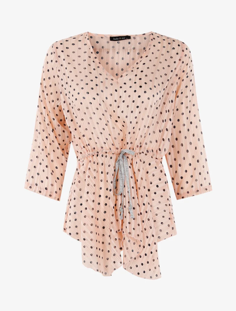 Top style tunique à imprimé pois - rose/noir