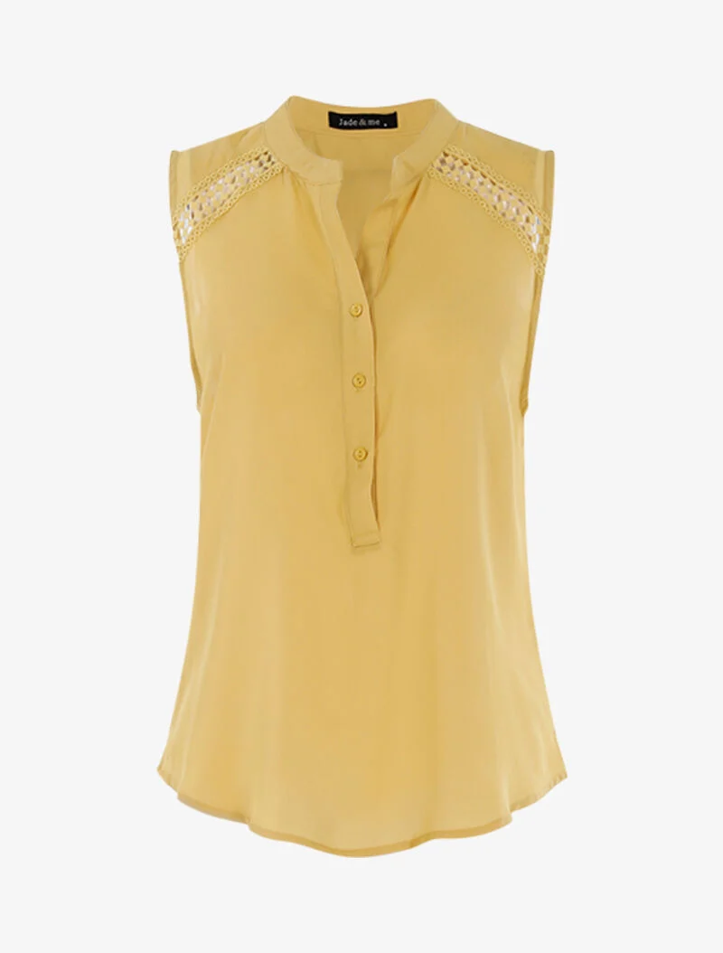 Top style chemise sans manches - jaune