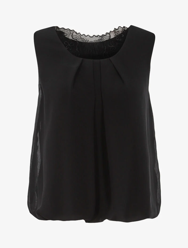 Top boule à dos en tulle - noir