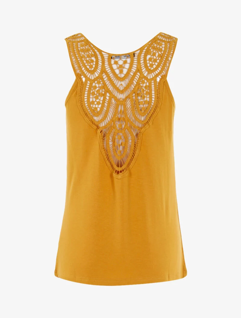 Top col bénitier à dos en crochet - jaune