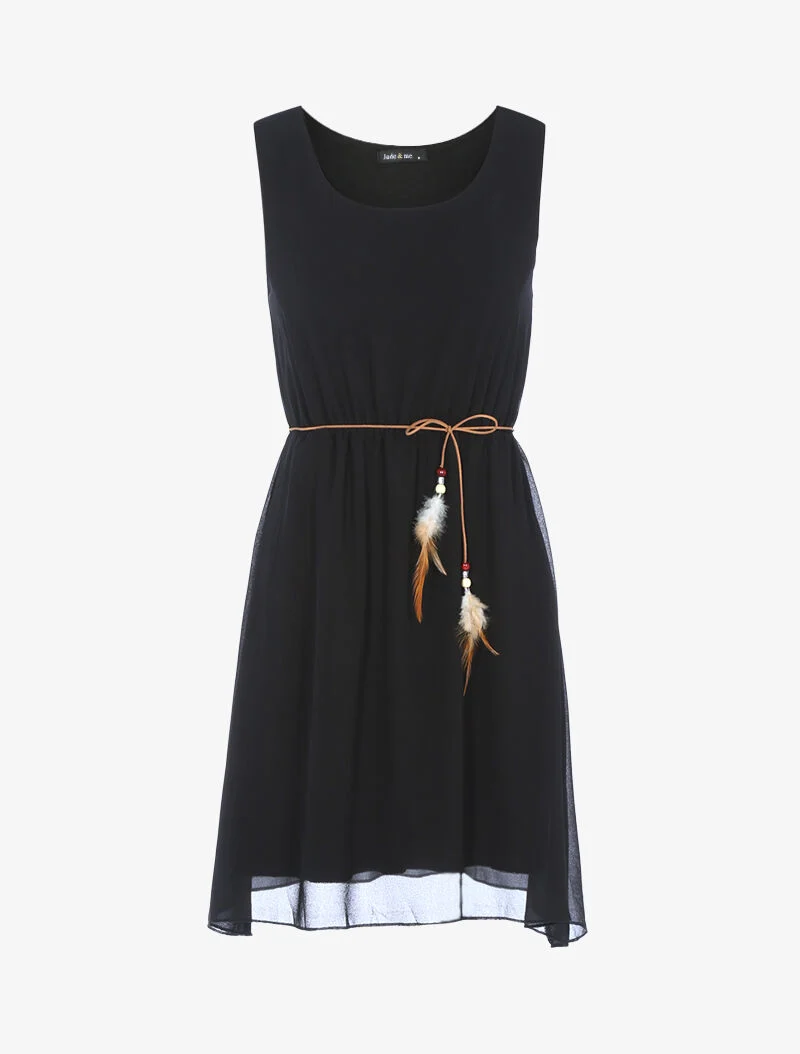 Robe fluide ceinturée - noir