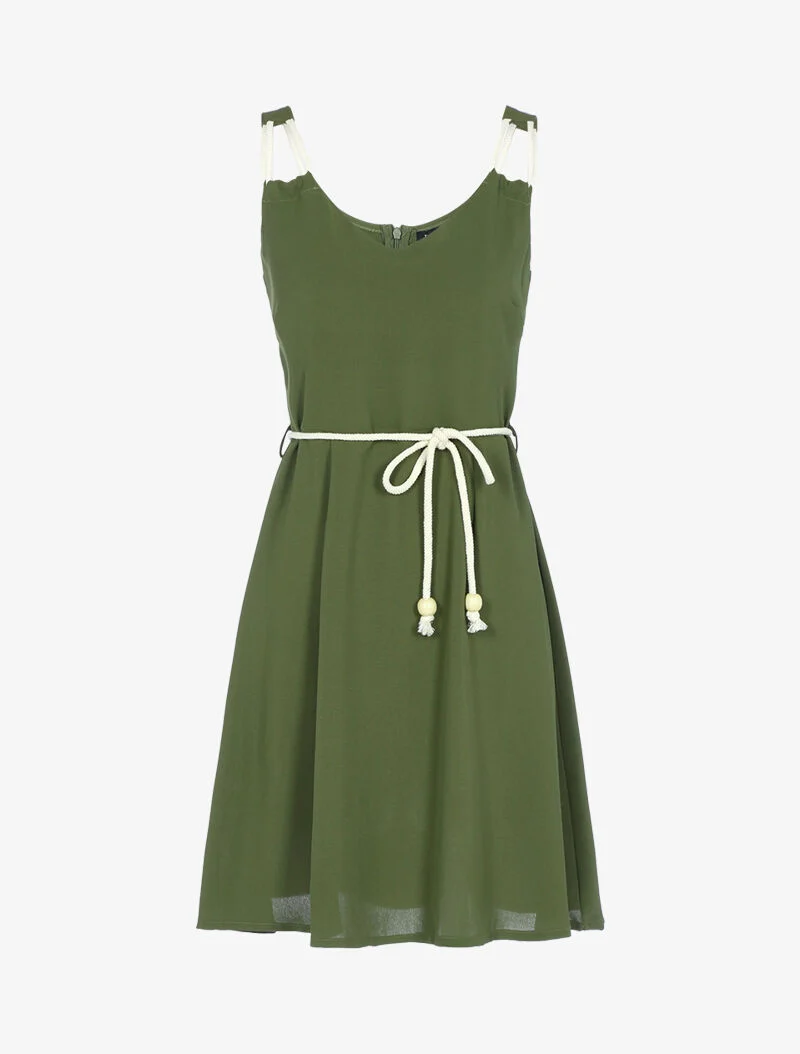 Robe à bretelles style corde - kaki
