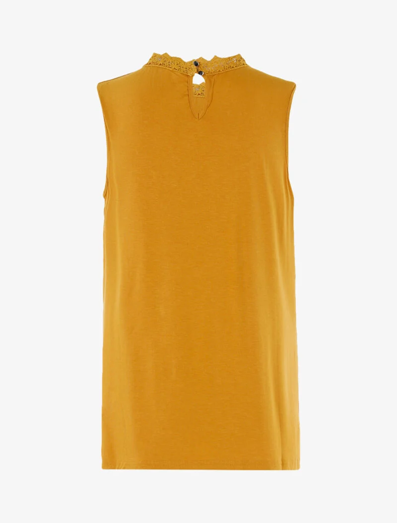 Top à décolleté en tulle et crochet - jaune