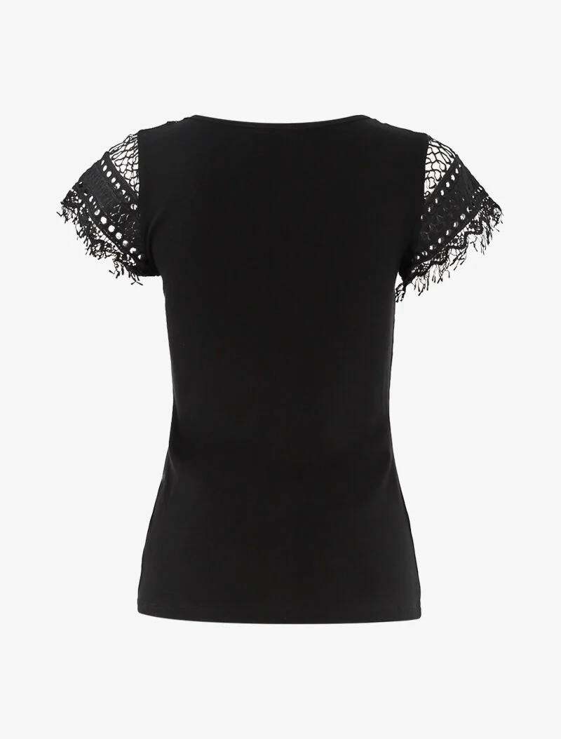 T-shirt à empiècement crochet - noir