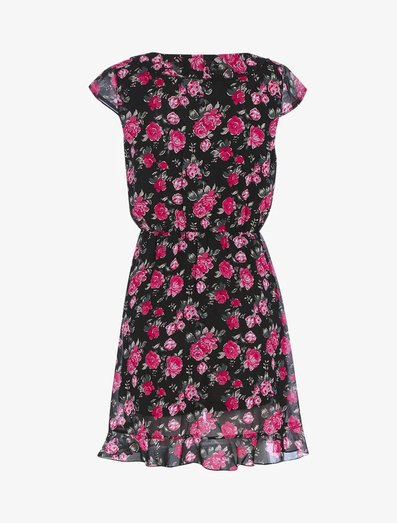 Robe cache-coeur à imprimé floral - noir
