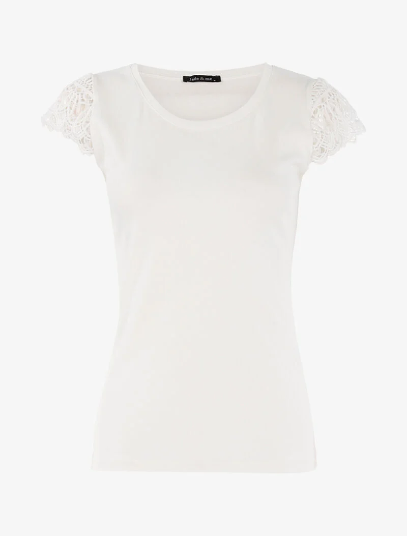 T-shirt à mancherons en crochet - écru - ecru