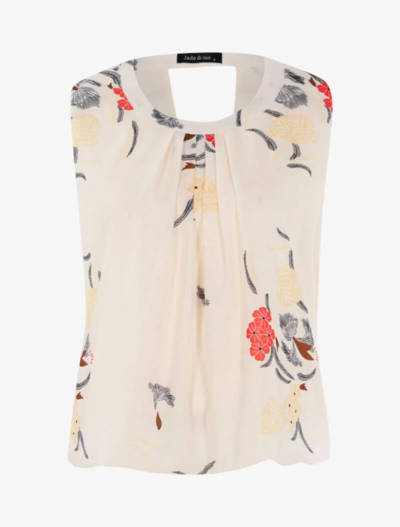 Top boule à imprimé floral - beige