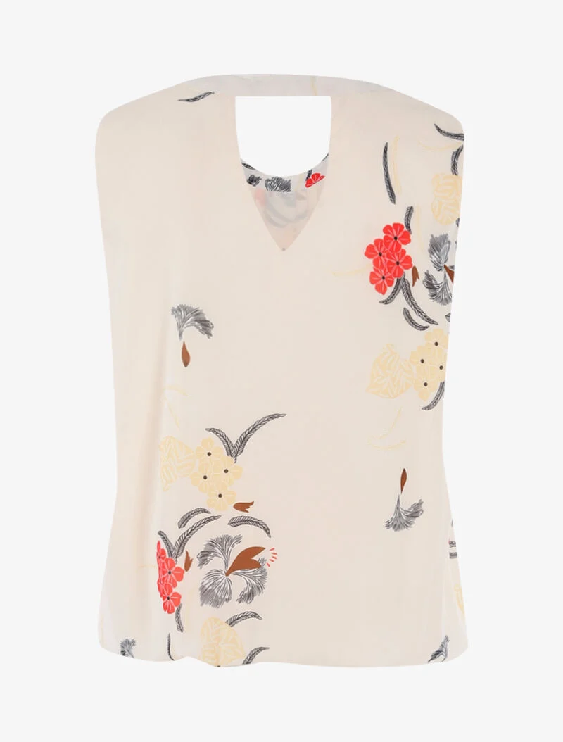 Top boule à imprimé floral - beige