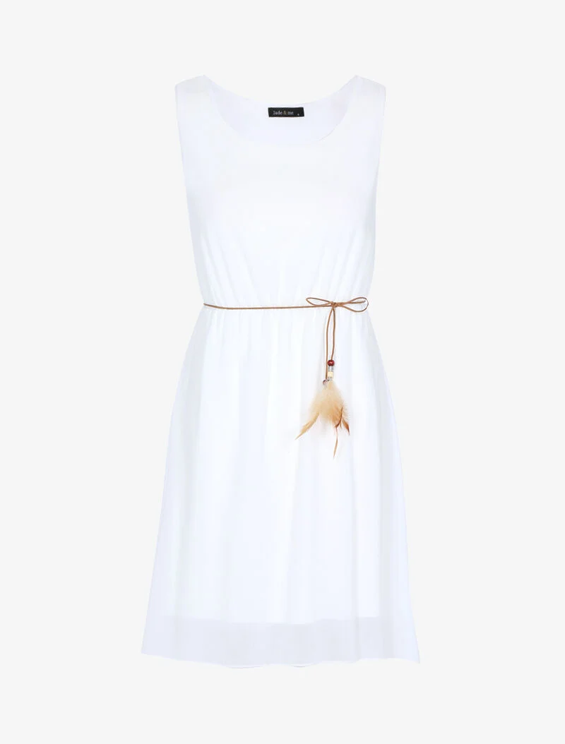 Robe fluide ceinturée - blanc
