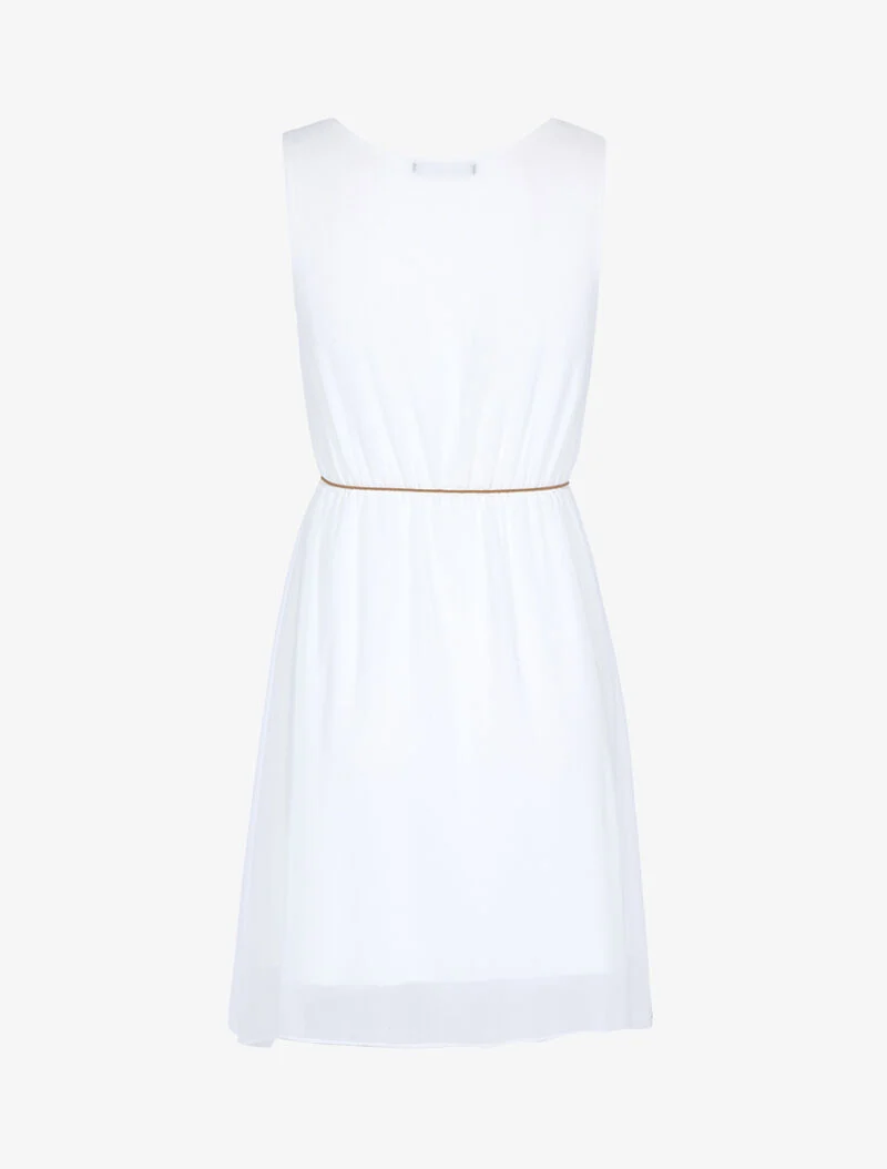 Robe fluide ceinturée - blanc
