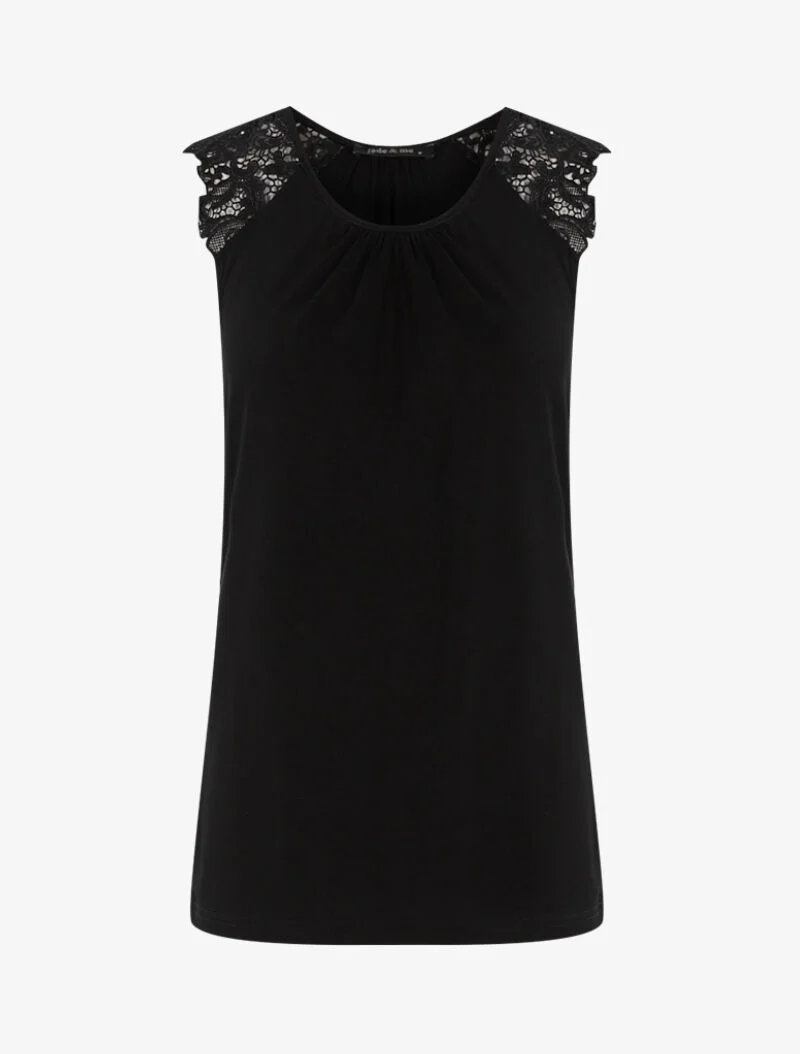 Top à épaules en crochet - noir
