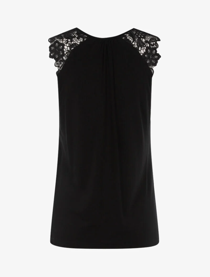 Top à épaules en crochet - noir