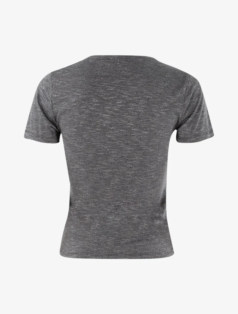 Top chiné à épaules strassées - gris foncé