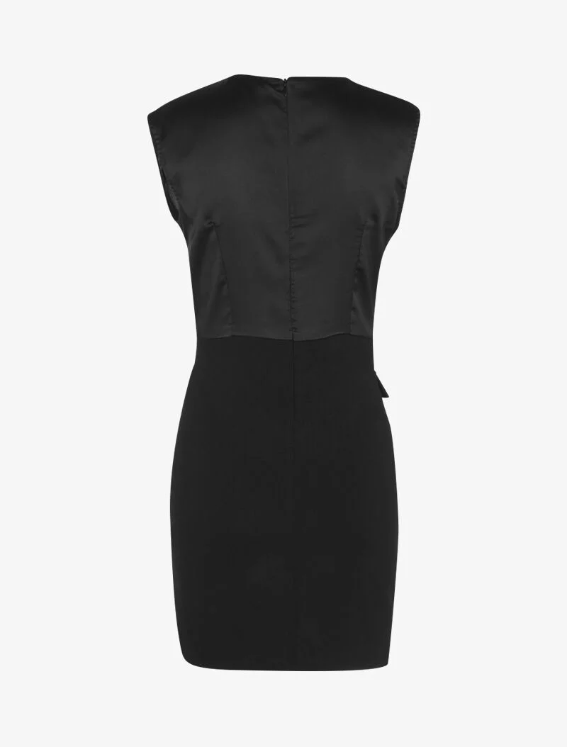 Robe bi matière à boutons décoratifs - noir