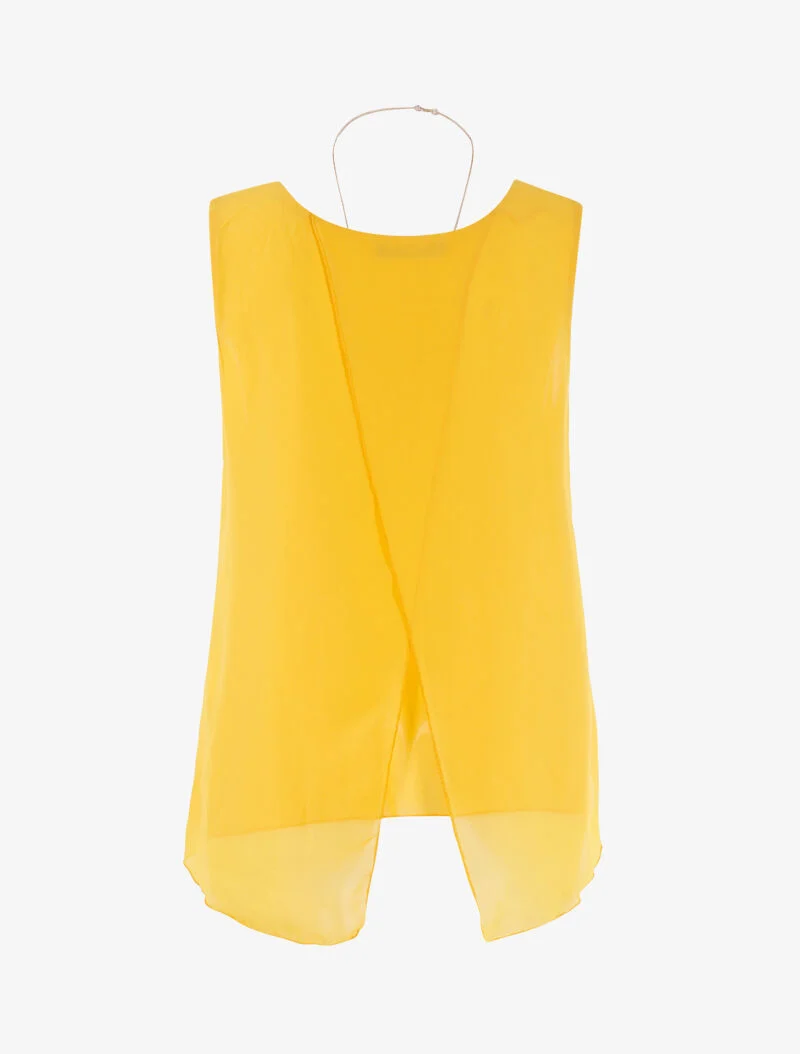 Top asymétrique en voile - jaune