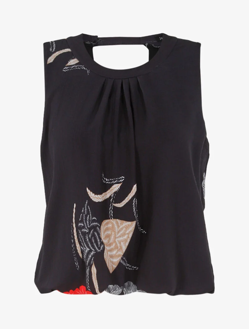Top coupe boule fleuri - noir