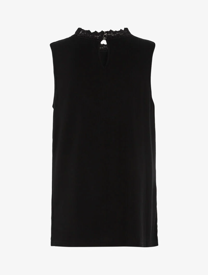Top à décolleté en tulle et crochet - noir