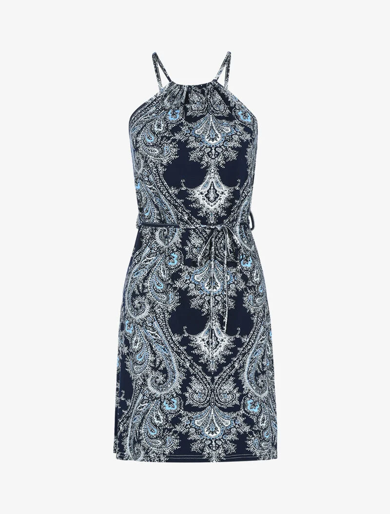 Robe fluide à imprimé cachemire - marine