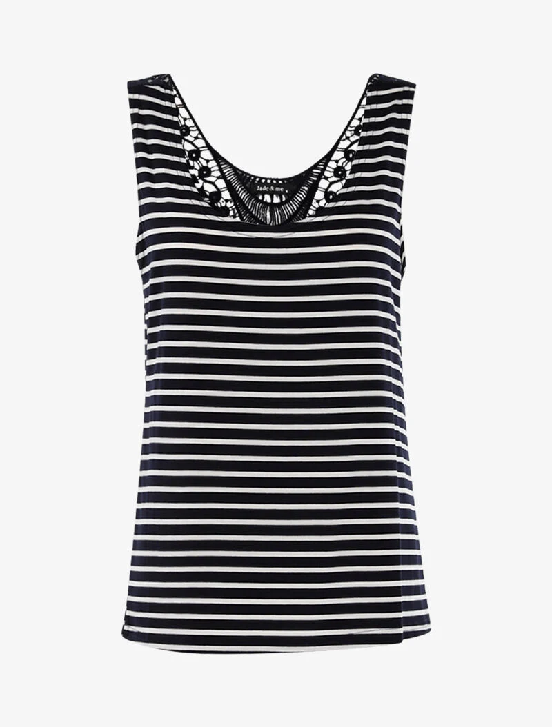 Top style marinière à dos crochet - marine/blanc