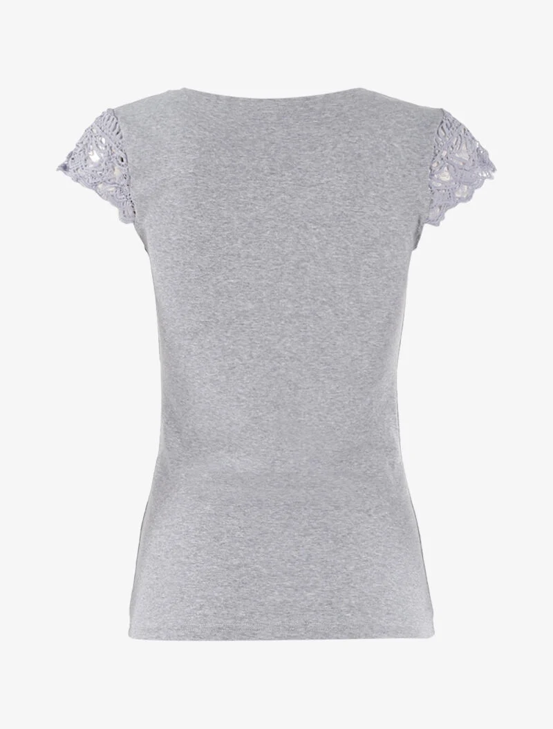 T-shirt à mancherons en crochet - gris clair