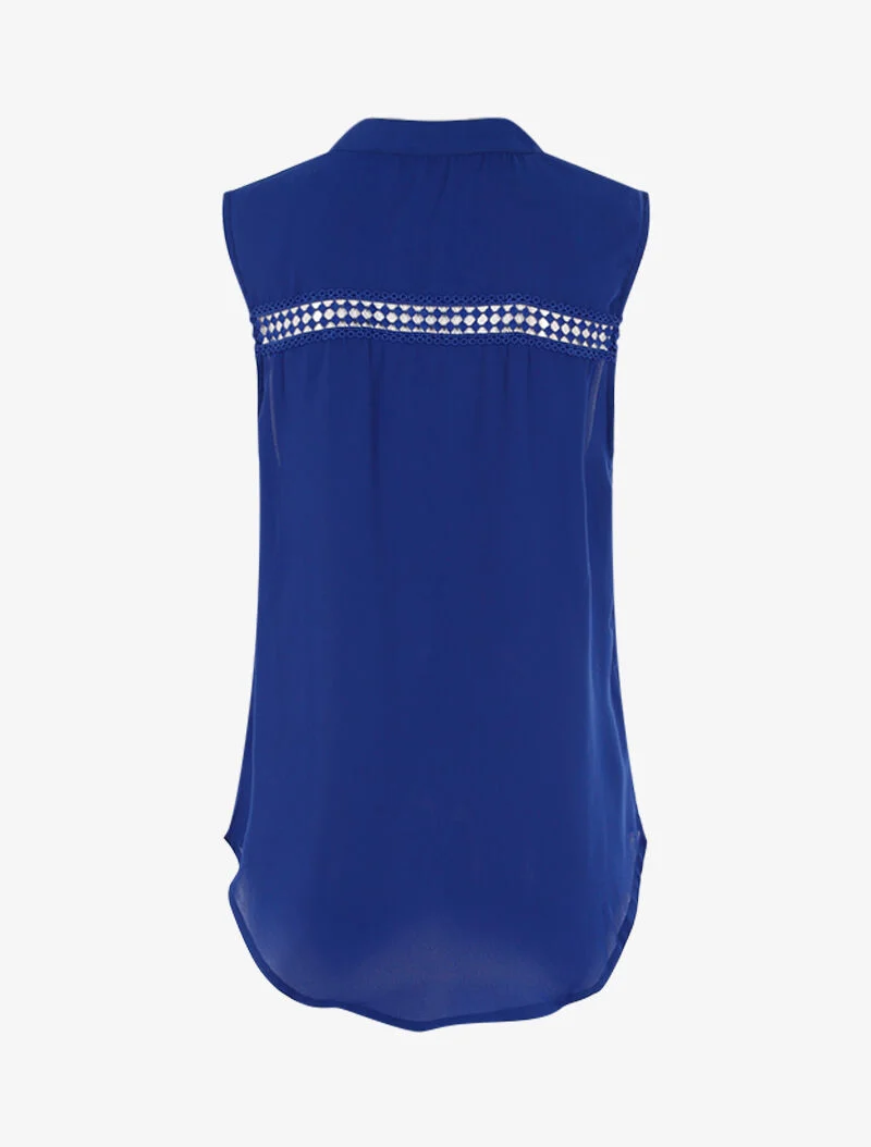 Top style chemise sans manches - bleu électrique