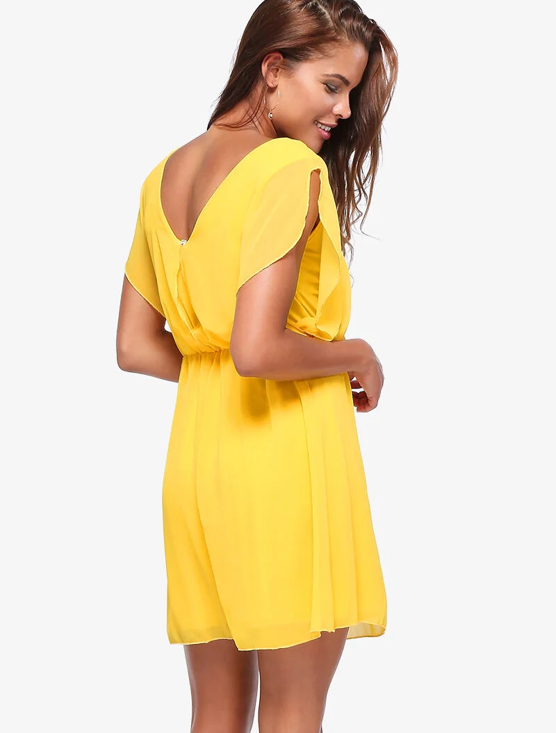 Robe patineuse en voile - jaune