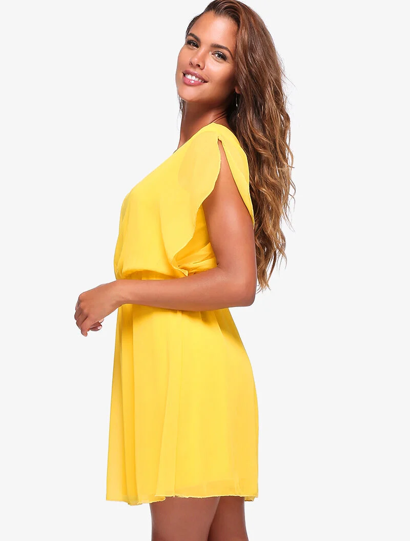 Robe patineuse en voile - jaune