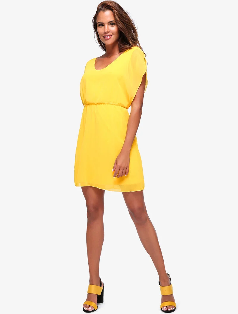 Robe patineuse en voile - jaune