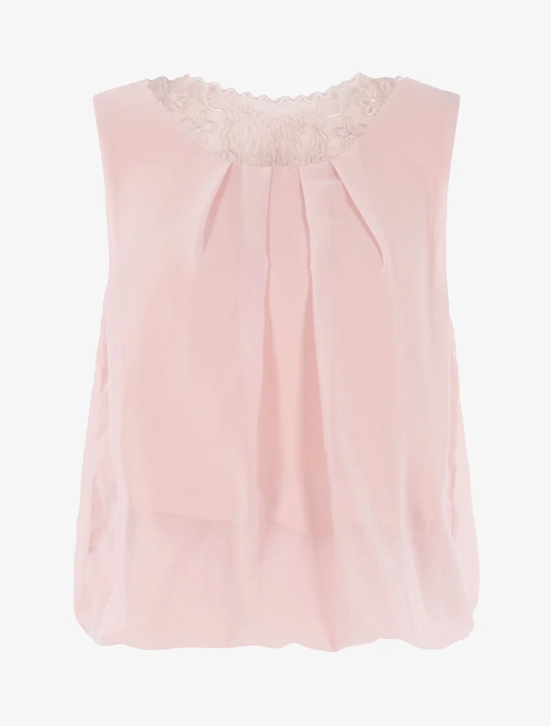 Top boule à dos en tulle - rose