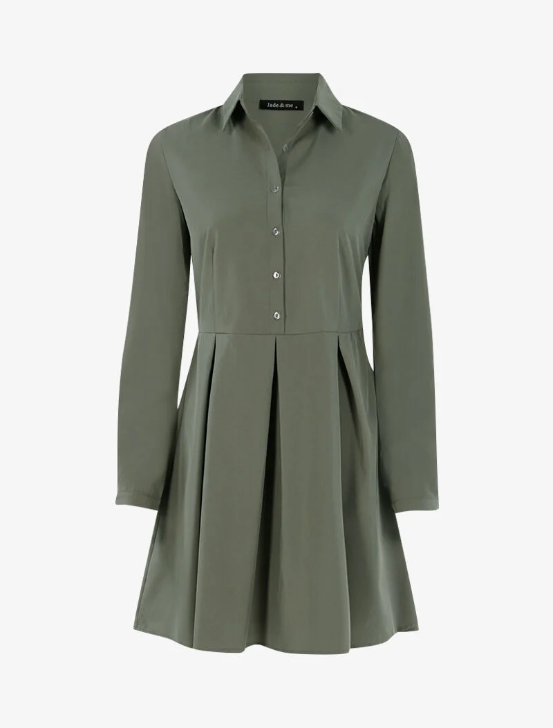 Robe patineuse style chemise - kaki