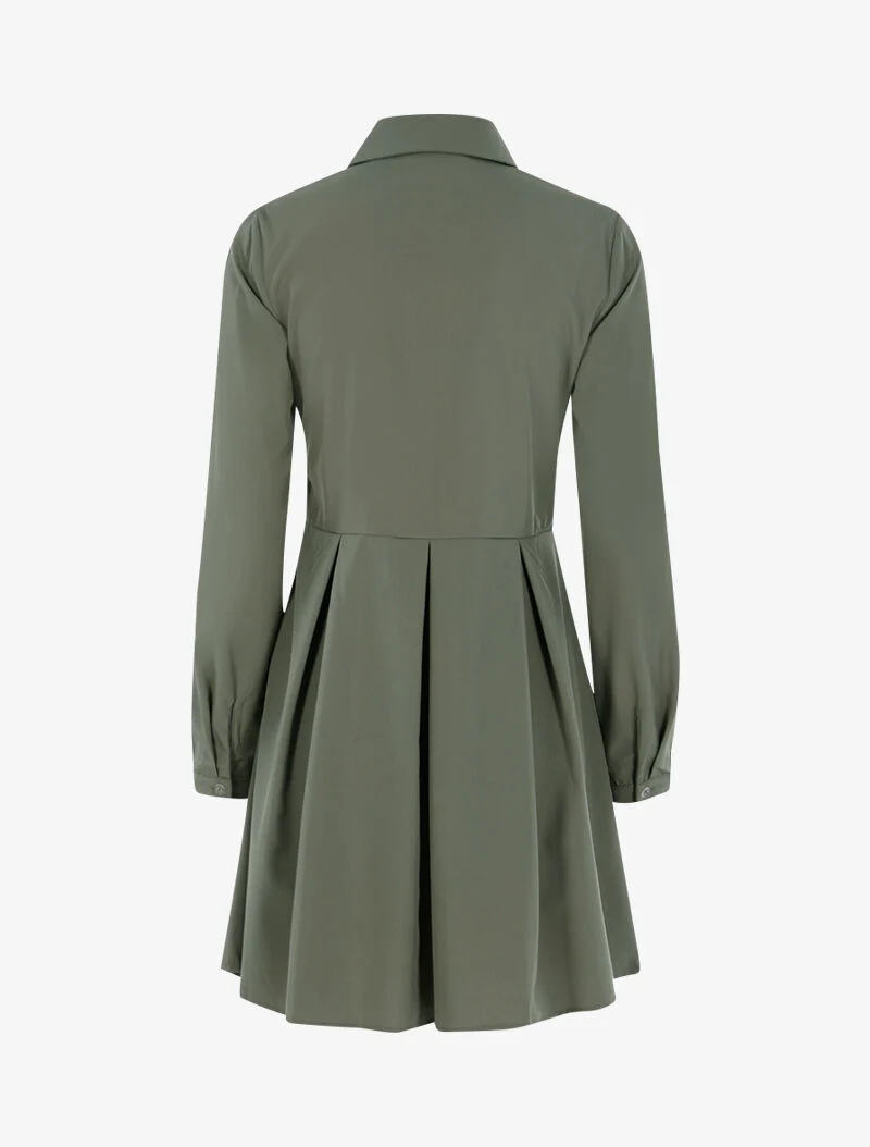 Robe patineuse style chemise - kaki