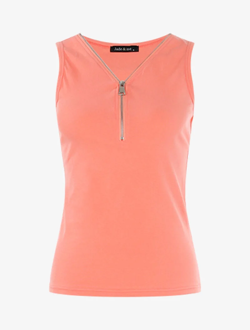 Top stretch à encolure zippée - rose