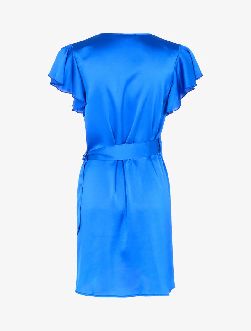 Robe portefeuille satinée - bleu électrique
