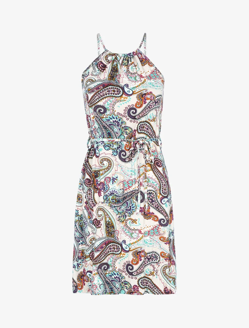Robe fluide à imprimé cachemire - beige