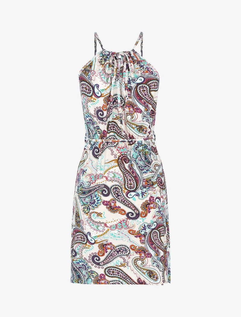 Robe fluide à imprimé cachemire - beige