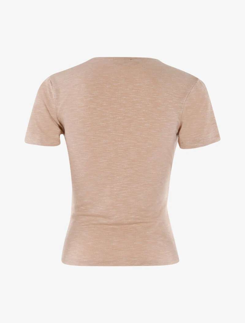 Top chiné à épaules strassées - beige
