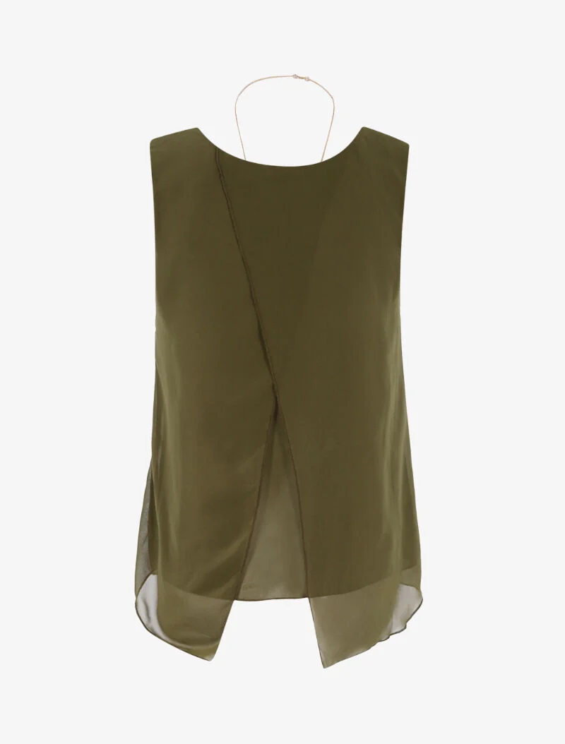 Top asymétrique en voile - kaki