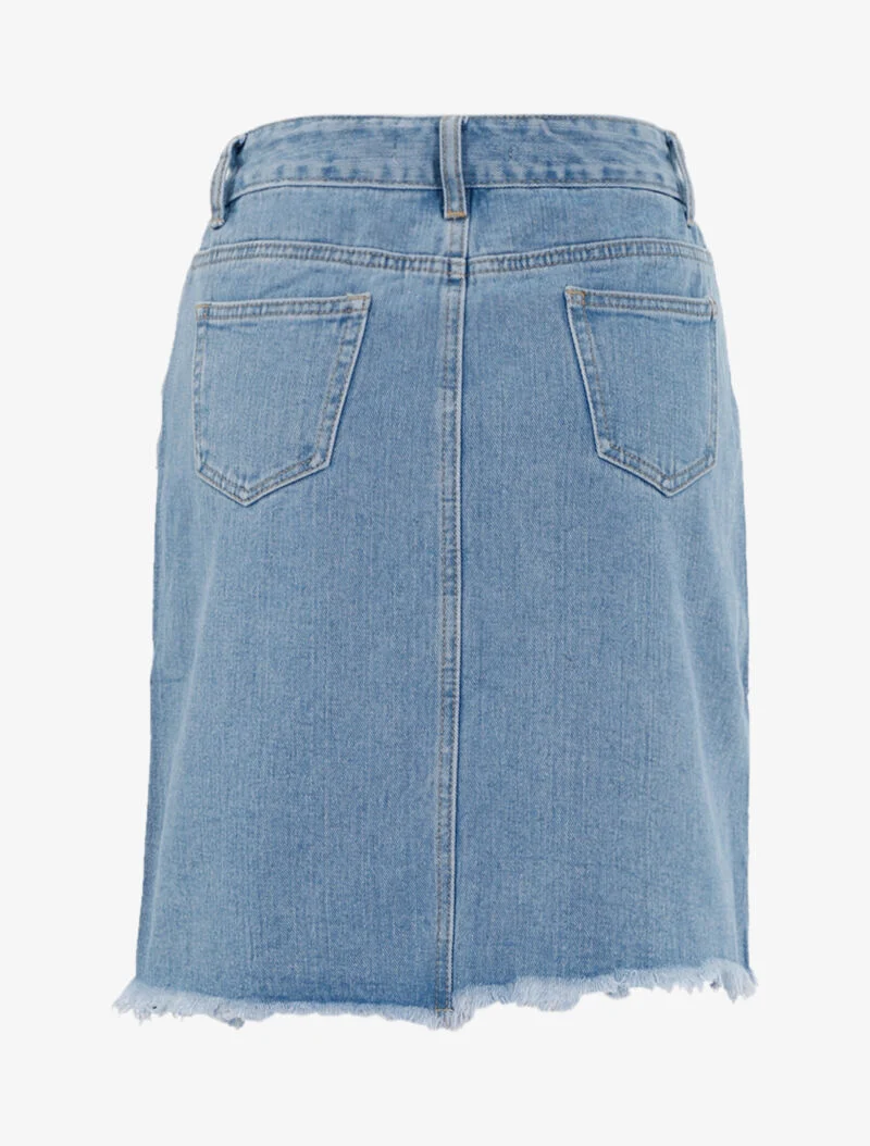 Jupe trapèze destroy - bleu denim