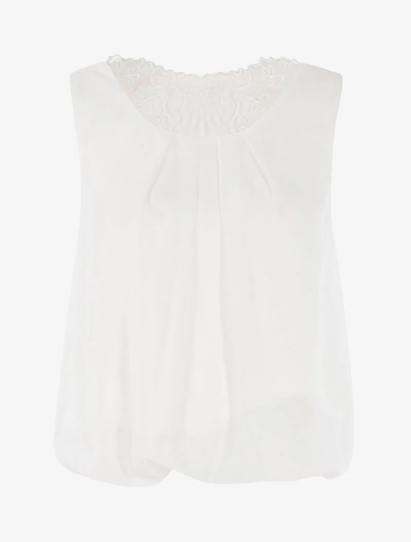 Top boule à dos en tulle - blanc