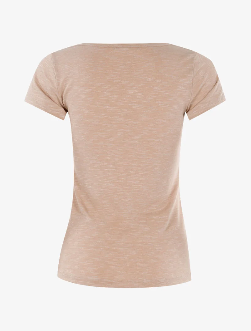T-shirt chiné à détails chaînettes - beige