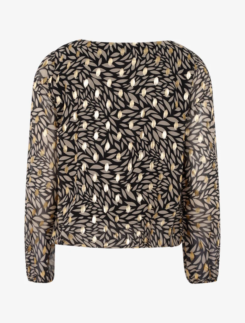 Blouse imprimé feuilles et dorures - noir