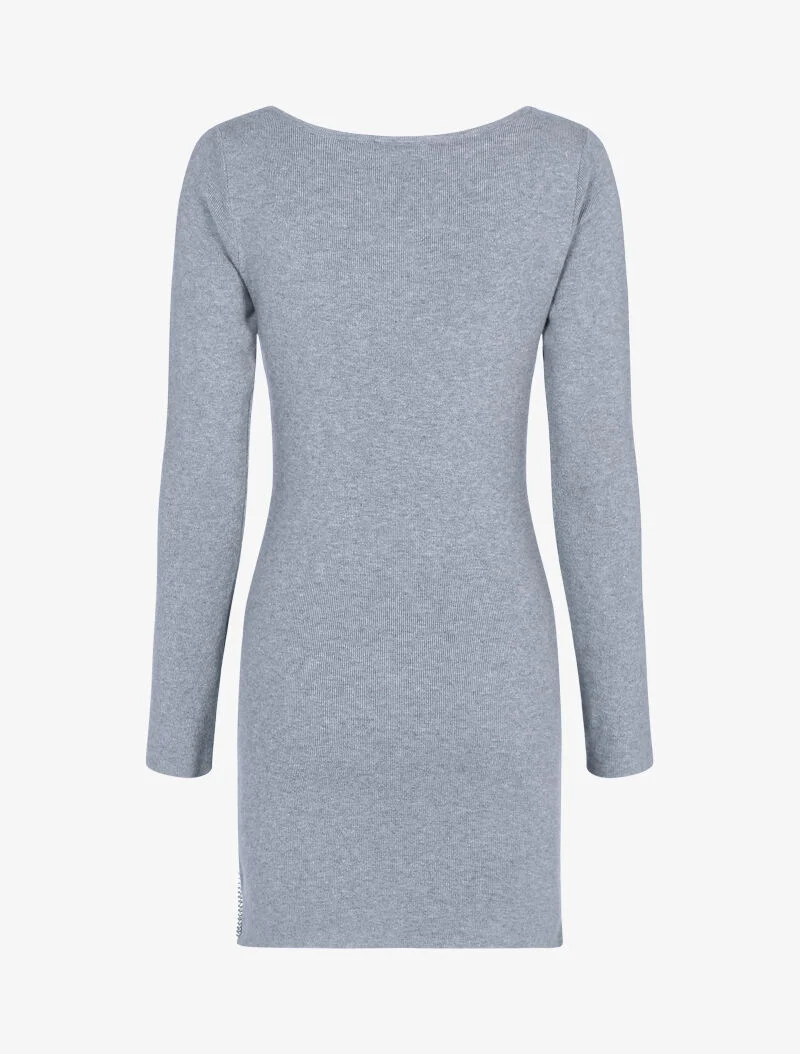 Robe pull à zip strassé et dentelle - gris clair