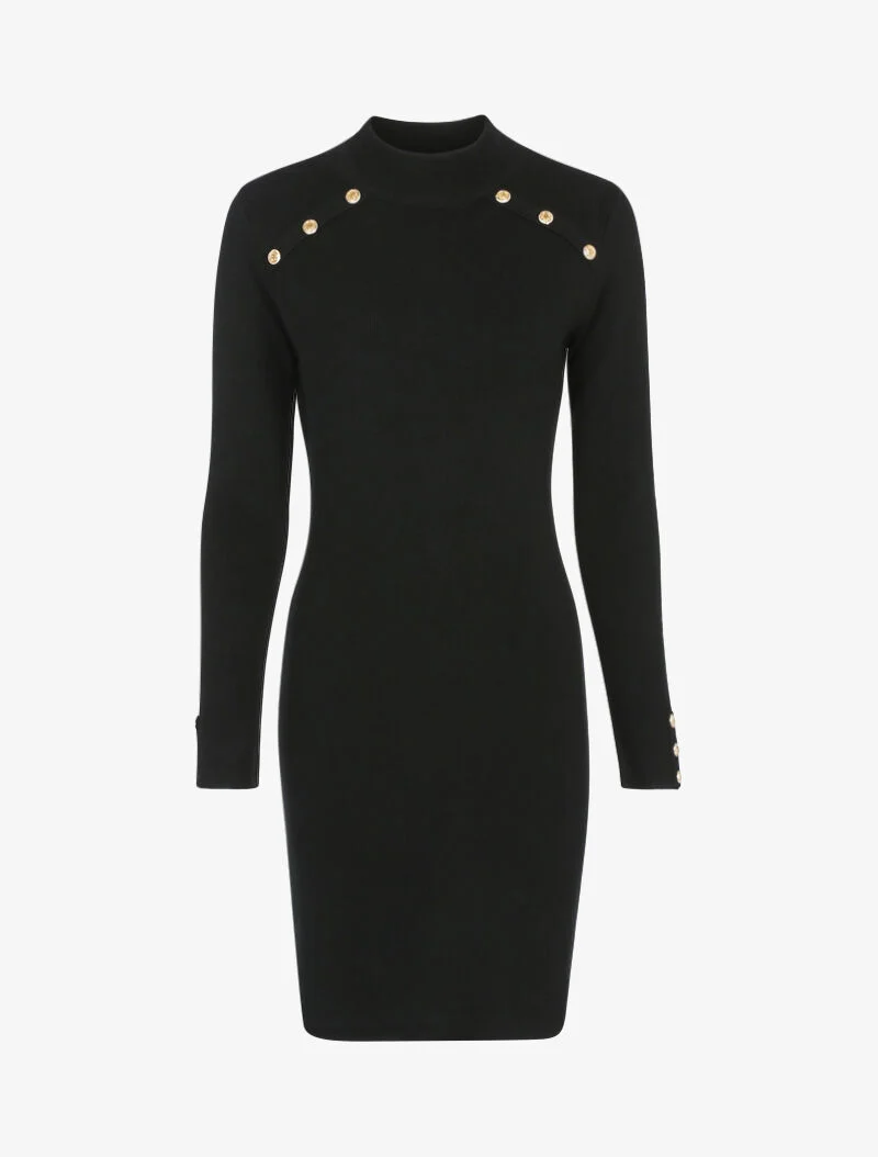 Robe pull à boutons contrastants - noir