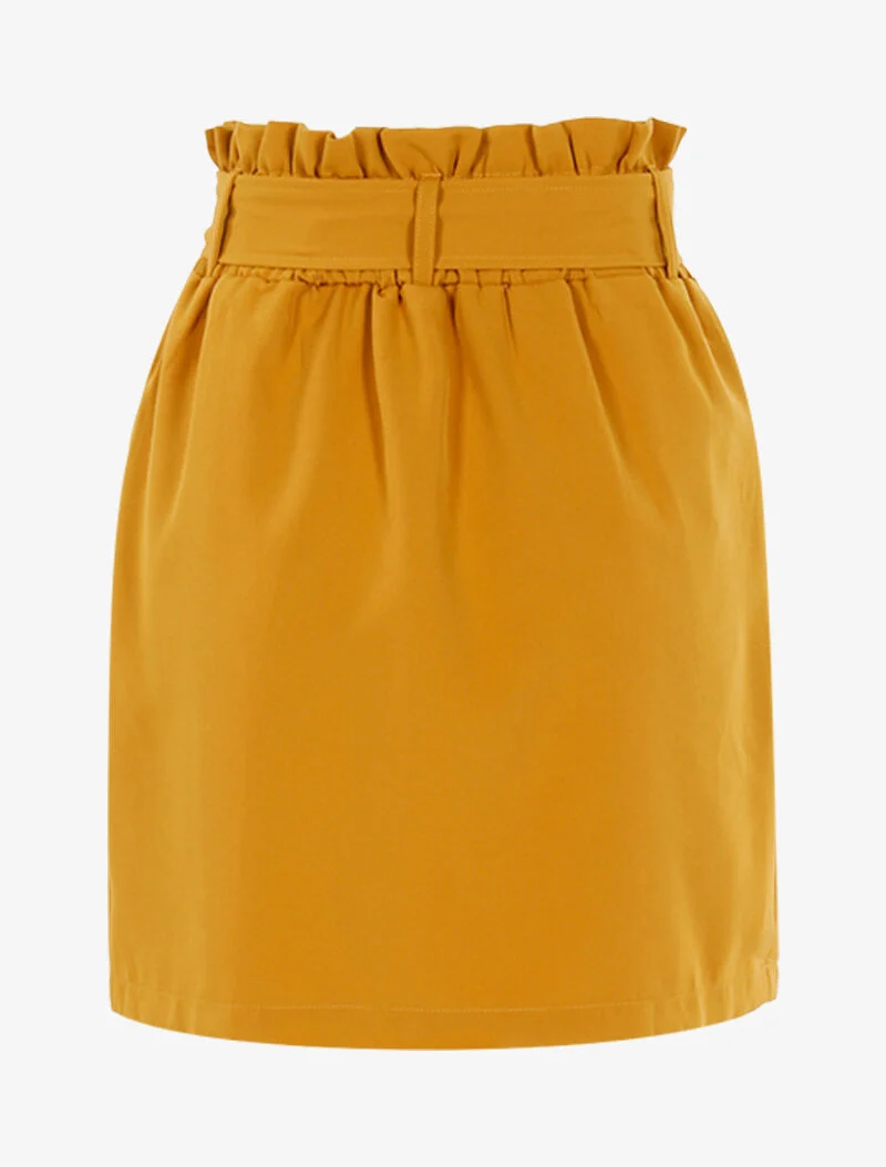 Jupe taille haute à boutonnière - jaune